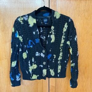Tie dyed/ Re-dyed Women's Black and Blue Patterned Sweater